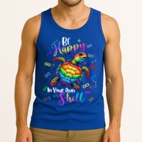 Rainbow Turtle Be Happy In Your Own Shell Autism Awareness Tank Top