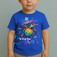 Rainbow Turtle Be Happy In Your Own Shell Autism Awareness Toddler T-Shirt