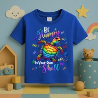 Rainbow Turtle Be Happy In Your Own Shell Autism Awareness Toddler T-Shirt
