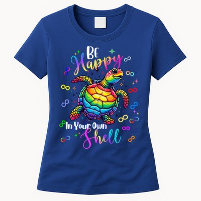 Rainbow Turtle Be Happy In Your Own Shell Autism Awareness Womens T-Shirt