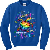 Rainbow Turtle Be Happy In Your Own Shell Autism Awareness Kids Sweatshirt