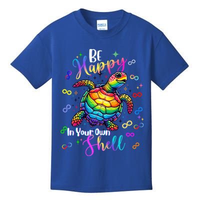 Rainbow Turtle Be Happy In Your Own Shell Autism Awareness Kids T-Shirt