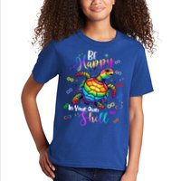 Rainbow Turtle Be Happy In Your Own Shell Autism Awareness Kids T-Shirt