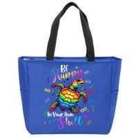 Rainbow Turtle Be Happy In Your Own Shell Autism Awareness Zip Tote Bag