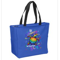 Rainbow Turtle Be Happy In Your Own Shell Autism Awareness Zip Tote Bag