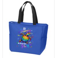 Rainbow Turtle Be Happy In Your Own Shell Autism Awareness Zip Tote Bag