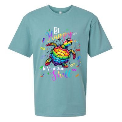 Rainbow Turtle Be Happy In Your Own Shell Autism Awareness Sueded Cloud Jersey T-Shirt