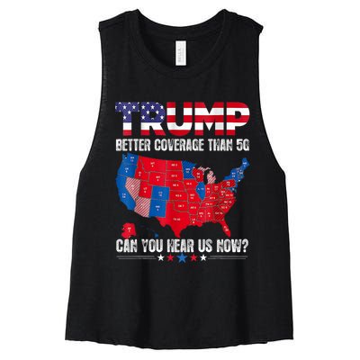 Retro Trump Better Coverage Than 5g Can You Hear Us Now Women's Racerback Cropped Tank