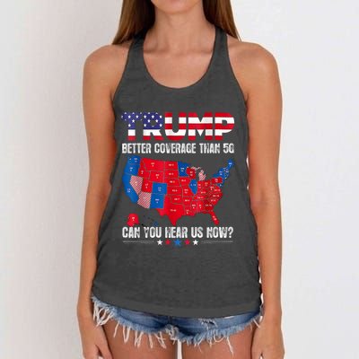 Retro Trump Better Coverage Than 5g Can You Hear Us Now Women's Knotted Racerback Tank