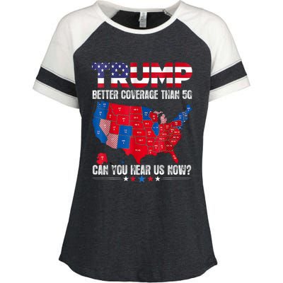 Retro Trump Better Coverage Than 5g Can You Hear Us Now Enza Ladies Jersey Colorblock Tee