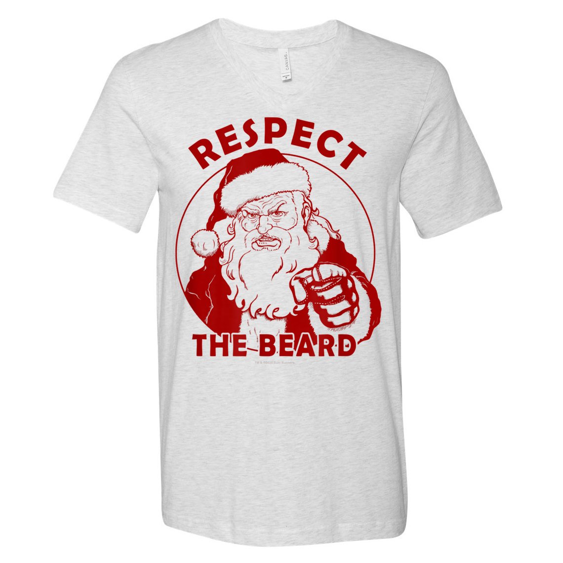 Respect The Beard Santa Claus Funny Christmas V-Neck T-Shirt