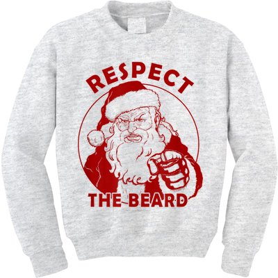 Respect The Beard Santa Claus Funny Christmas Kids Sweatshirt