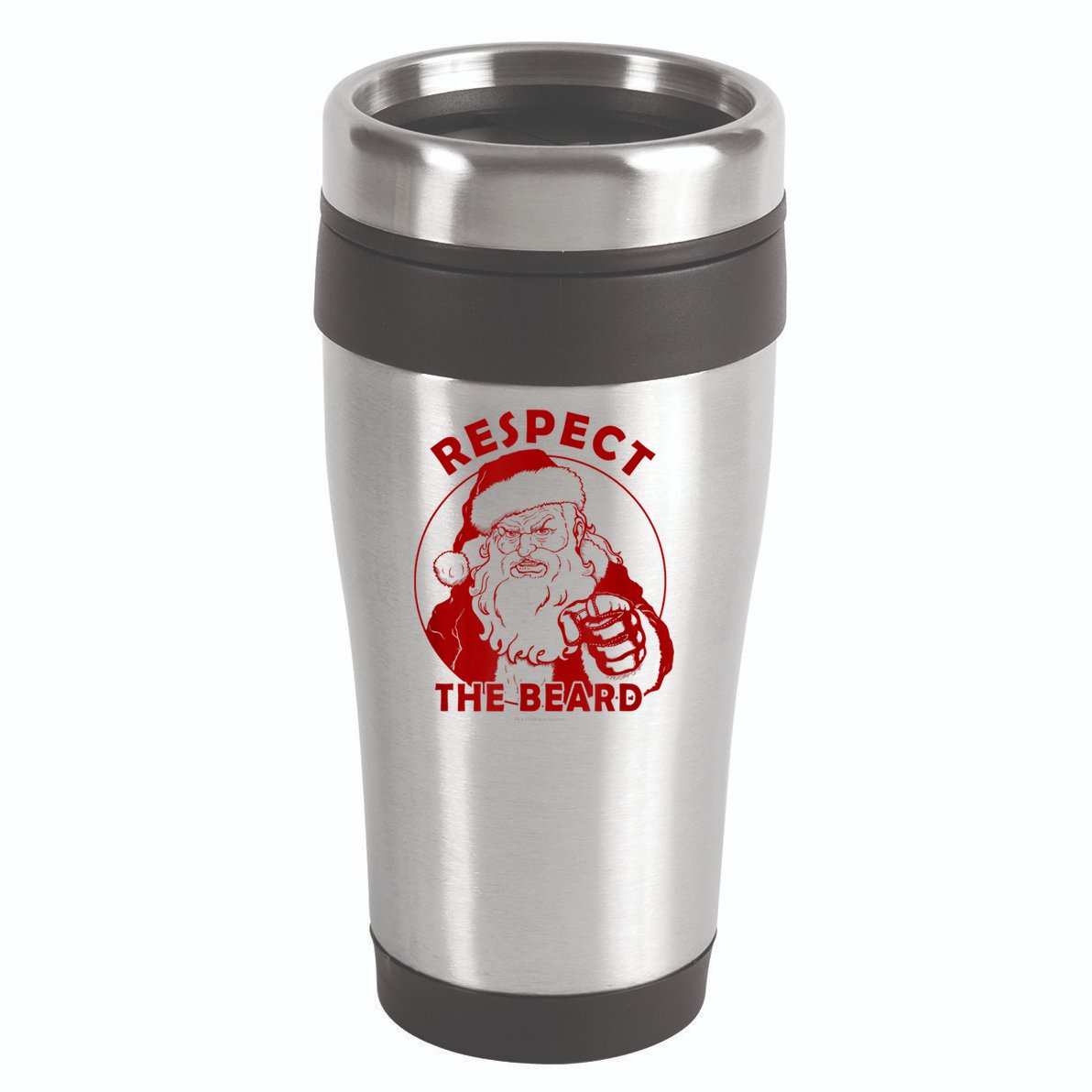 Respect The Beard Santa Claus Funny Christmas 16oz Travel Tumbler