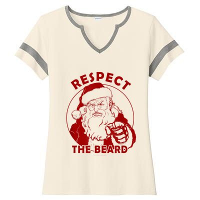 Respect The Beard Santa Claus Funny Christmas Ladies Halftime Notch Neck Tee