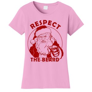 Respect The Beard Santa Claus Funny Christmas Women's T-Shirt