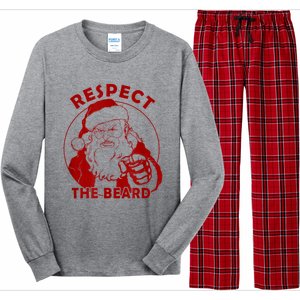 Respect The Beard Santa Claus Funny Christmas Long Sleeve Pajama Set