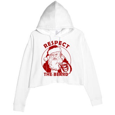 Respect The Beard Santa Claus Funny Christmas Crop Fleece Hoodie