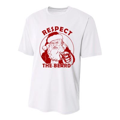 Respect The Beard Santa Claus Funny Christmas Youth Performance Sprint T-Shirt