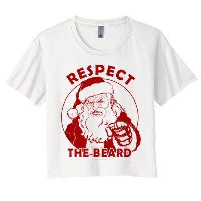 Respect The Beard Santa Claus Funny Christmas Crop Top