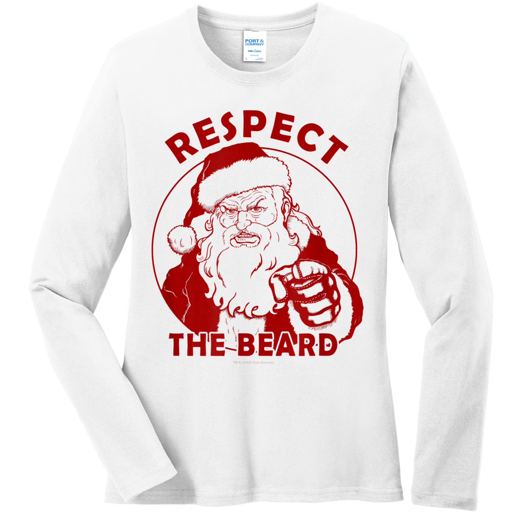 Respect The Beard Santa Claus Funny Christmas Ladies Long Sleeve Shirt