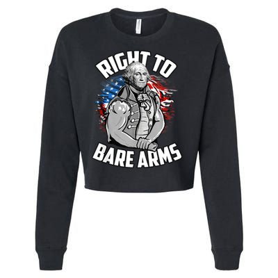Right To Bare Arms 4th Of July Funny Gym Workout Cropped Pullover Crew