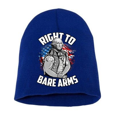 Right To Bare Arms 4th Of July Funny Gym Workout Short Acrylic Beanie
