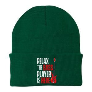 Relax The Bass Player Is Here Bassist Guitarist Musician Knit Cap Winter Beanie