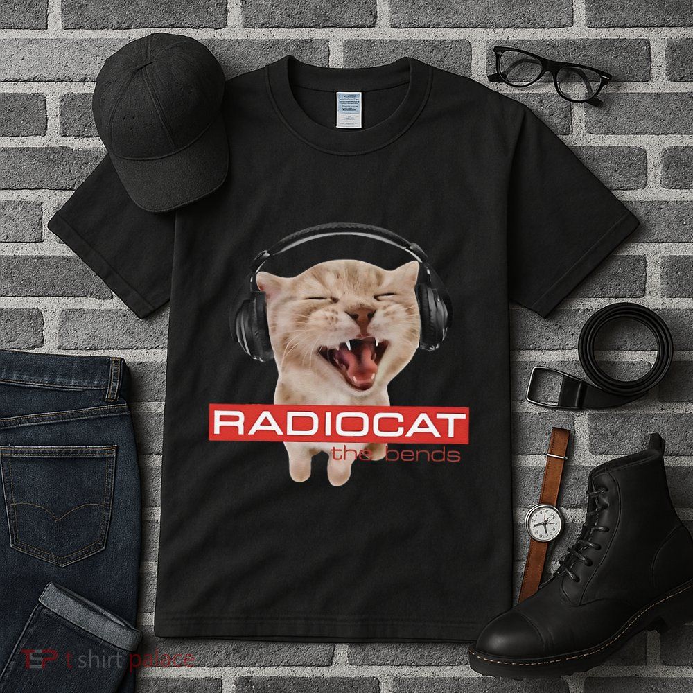 Radiocat The Bends Funny Music Cat Meme Cat Mom Cat Lover Tall T-Shirt