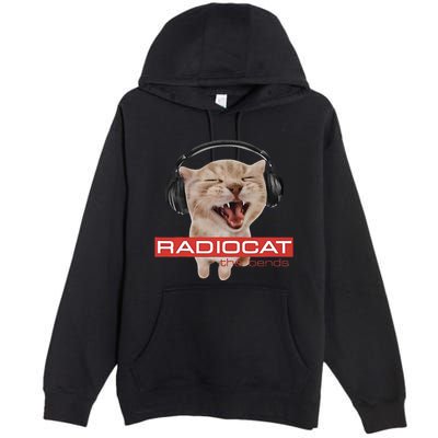 Radiocat The Bends Funny Music Cat Meme Cat Mom Cat Lover Premium Pullover Hoodie