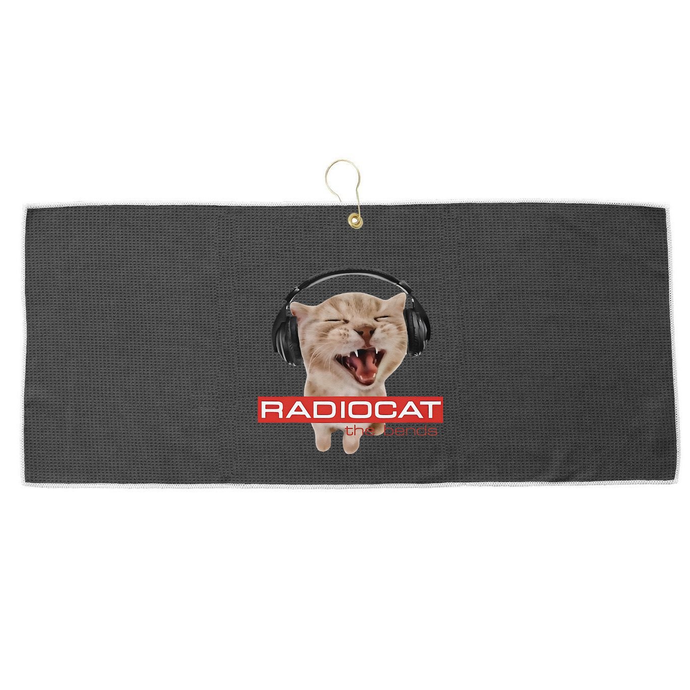 Radiocat The Bends Funny Music Cat Meme Cat Mom Cat Lover Large Microfiber Waffle Golf Towel