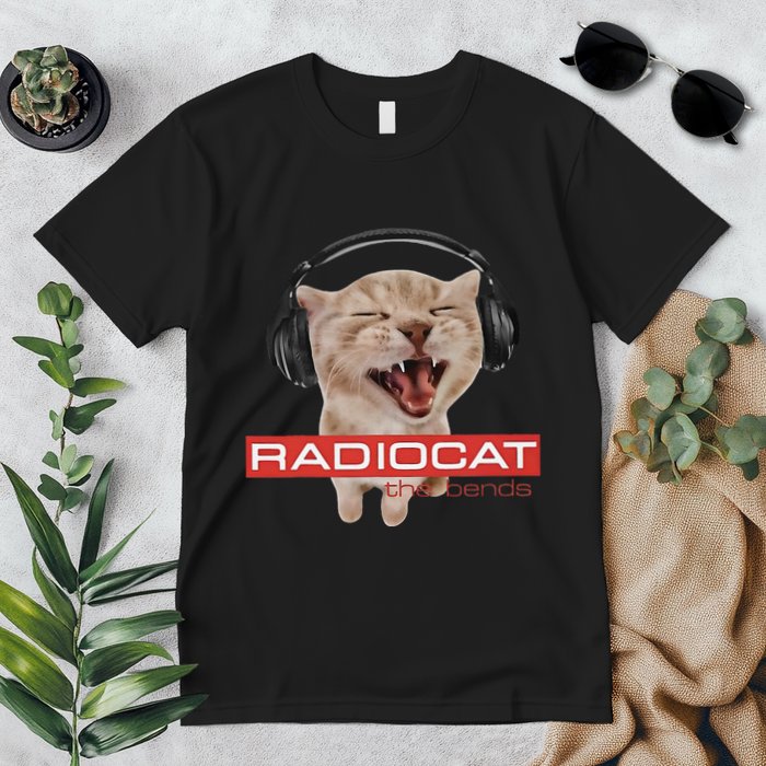 Radiocat The Bends Funny Music Cat Meme Cat Mom Cat Lover Premium T-Shirt