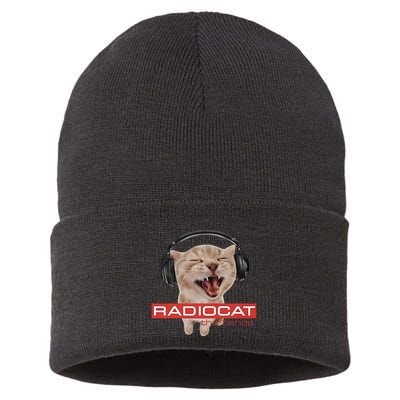 Radiocat The Bends Funny Music Cat Meme Cat Mom Cat Lover Sustainable Knit Beanie