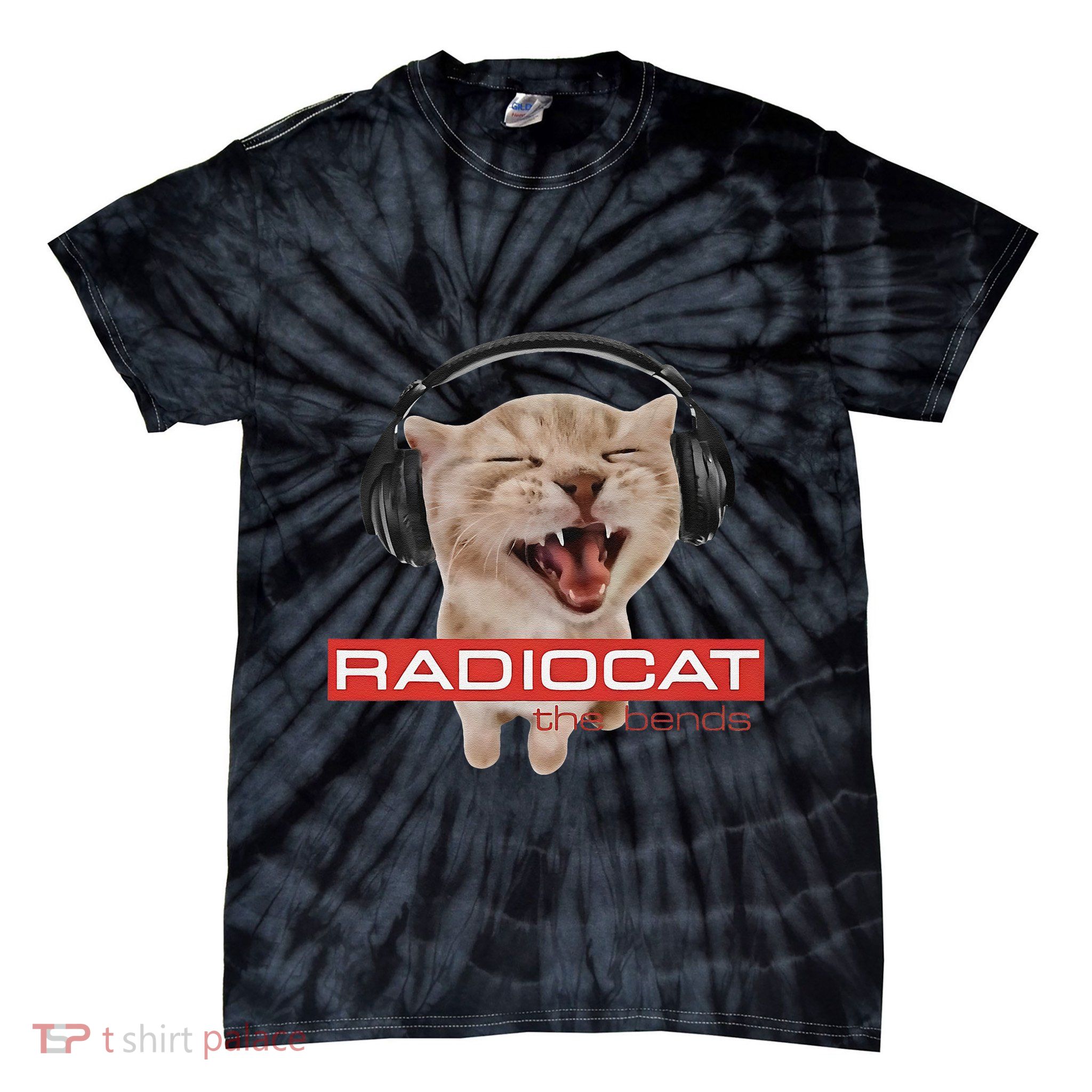 Radiocat The Bends Funny Music Cat Meme Cat Mom Cat Lover Tie-Dye T-Shirt