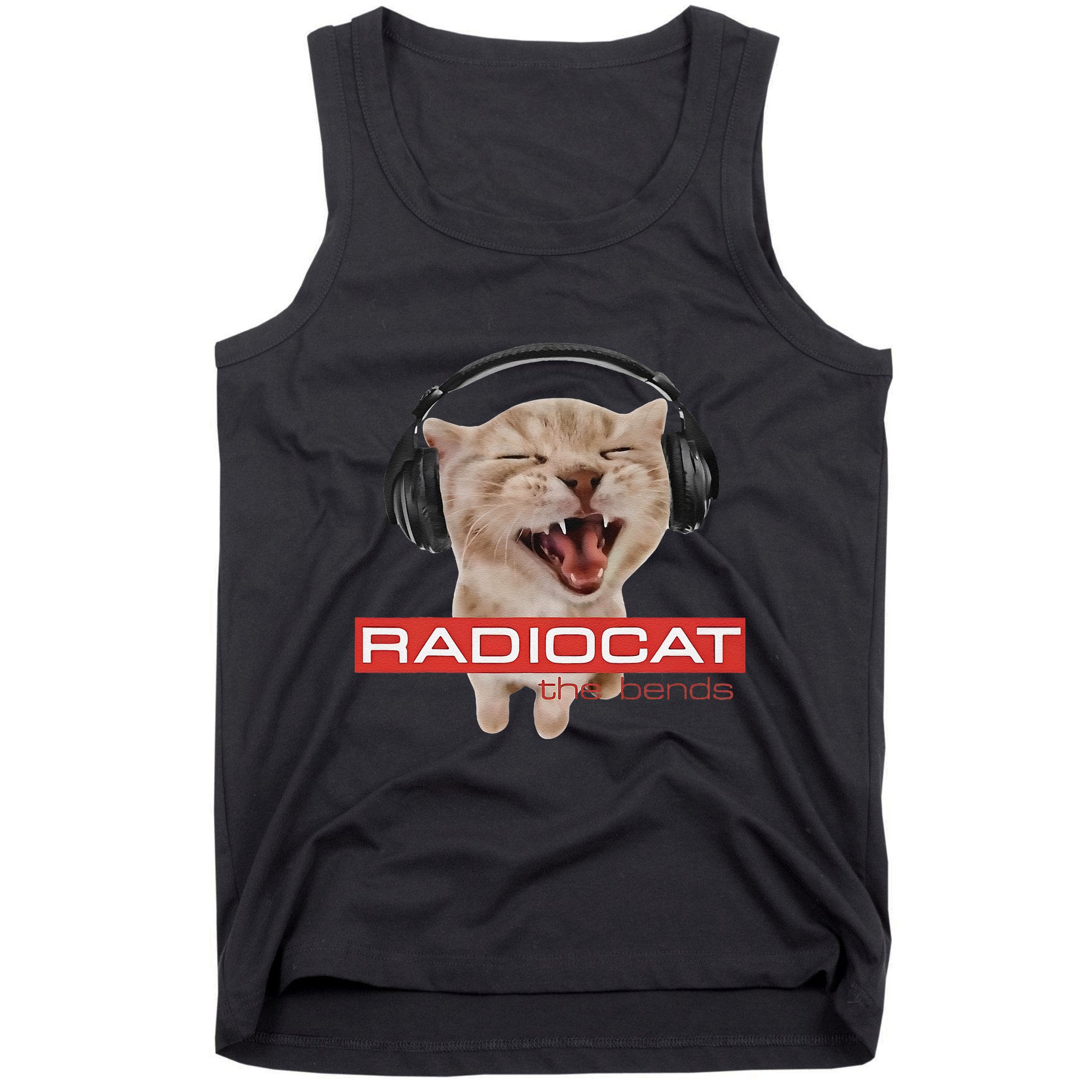 Radiocat The Bends Funny Music Cat Meme Cat Mom Cat Lover Tank Top