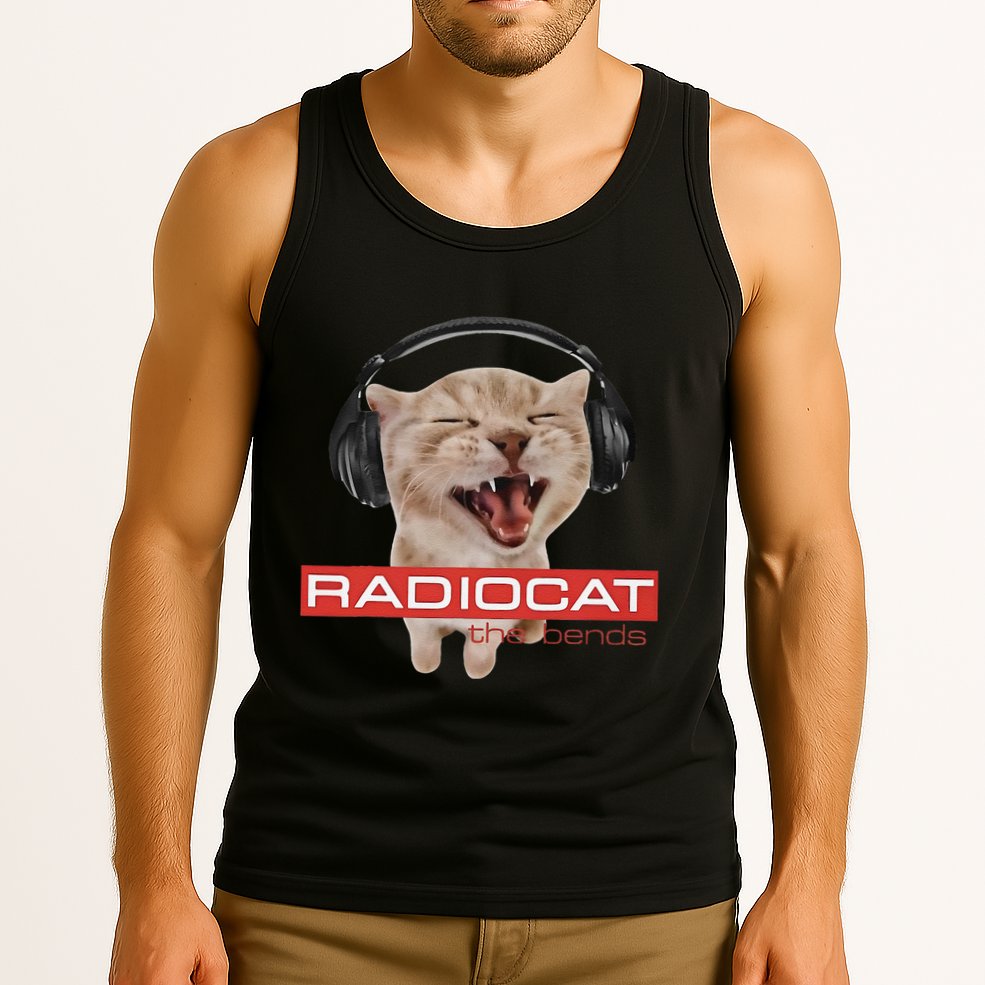 Radiocat The Bends Funny Music Cat Meme Cat Mom Cat Lover Tank Top