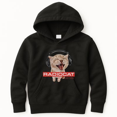 Radiocat The Bends Funny Music Cat Meme Cat Mom Cat Lover Kids Hoodie