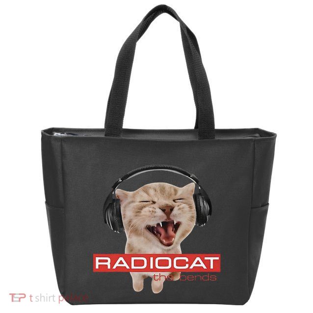 Radiocat The Bends Funny Music Cat Meme Cat Mom Cat Lover Zip Tote Bag