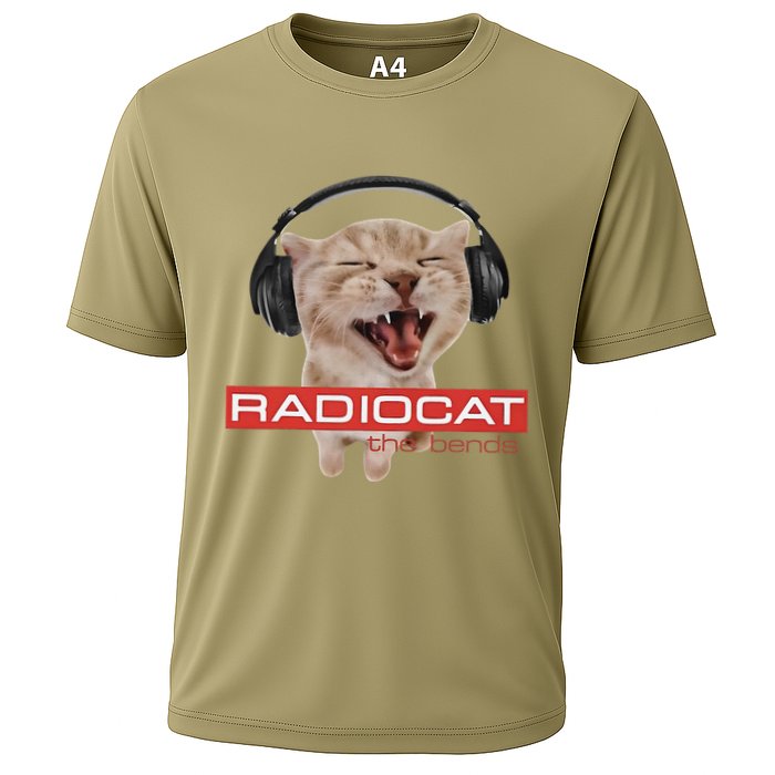 Radiocat The Bends Funny Music Cat Meme Cat Mom Cat Lover Cooling Performance Crew T-Shirt