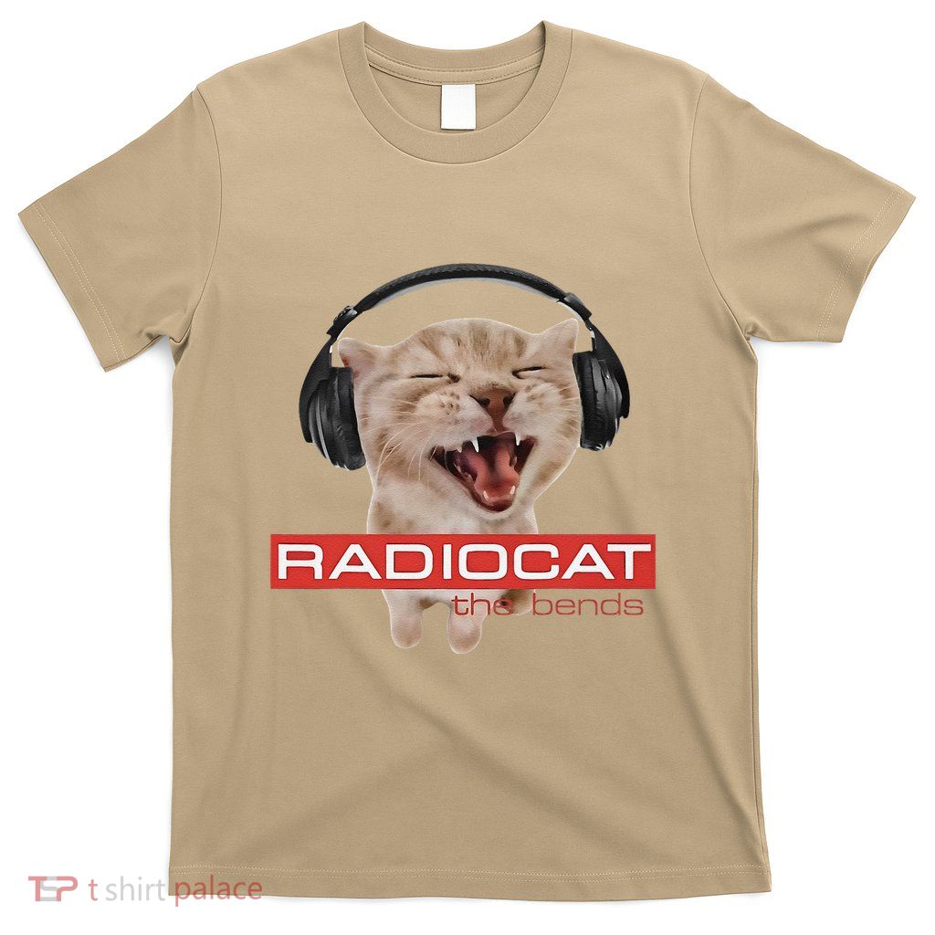 Radiocat The Bends Funny Music Cat Meme Cat Mom Cat Lover T-Shirt