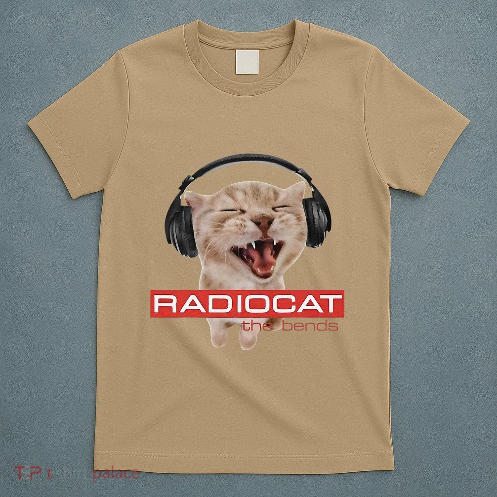 Radiocat The Bends Funny Music Cat Meme Cat Mom Cat Lover T-Shirt