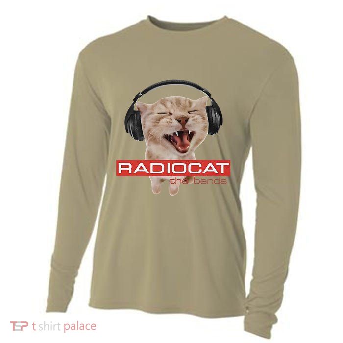 Radiocat The Bends Funny Music Cat Meme Cat Mom Cat Lover Cooling Performance Long Sleeve Crew