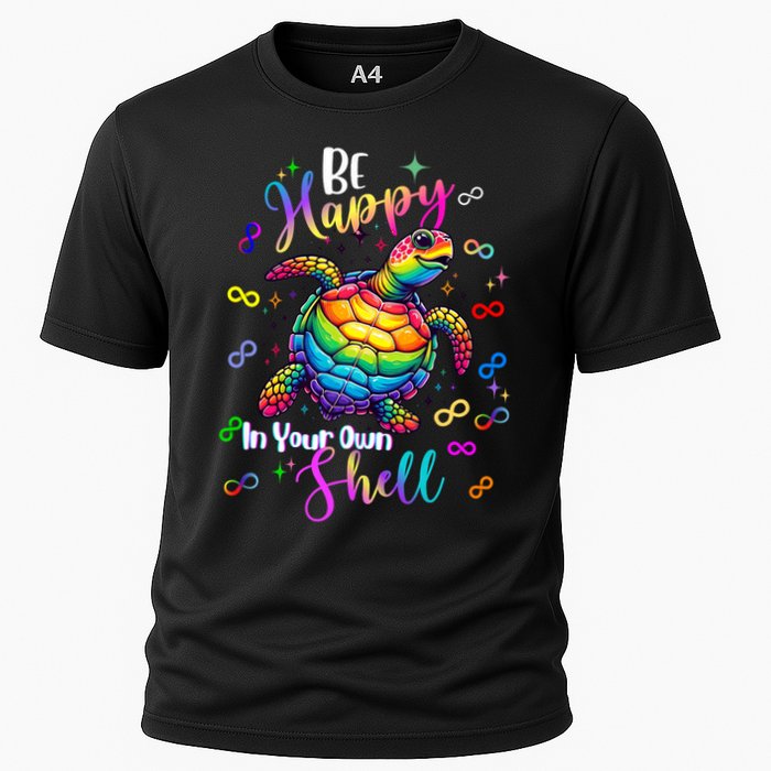 Rainbow Turtle Be Happy In Your Own Shell Autism Awareness Cooling Performance Crew T-Shirt