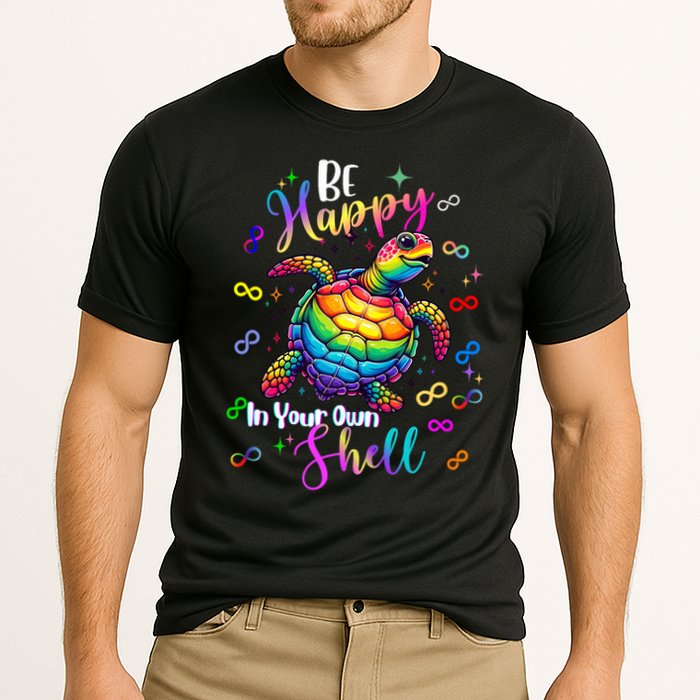 Rainbow Turtle Be Happy In Your Own Shell Autism Awareness Cooling Performance Crew T-Shirt