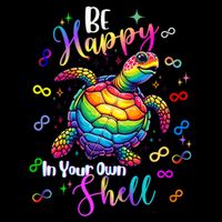 Rainbow Turtle Be Happy In Your Own Shell Autism Awareness Drawstring Bag