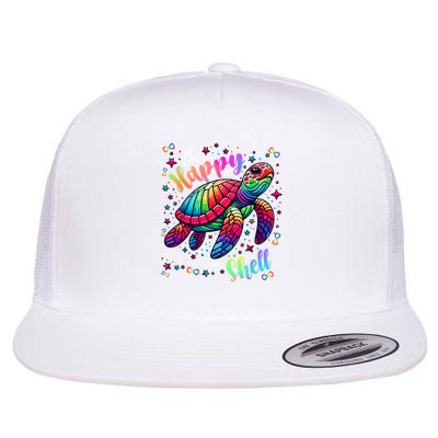 Rainbow Turtle Be Happy In Your Own Shell Autism Awareness Flat Bill Trucker Hat