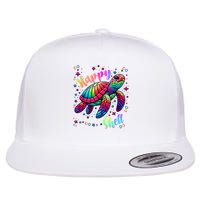 Rainbow Turtle Be Happy In Your Own Shell Autism Awareness Flat Bill Trucker Hat