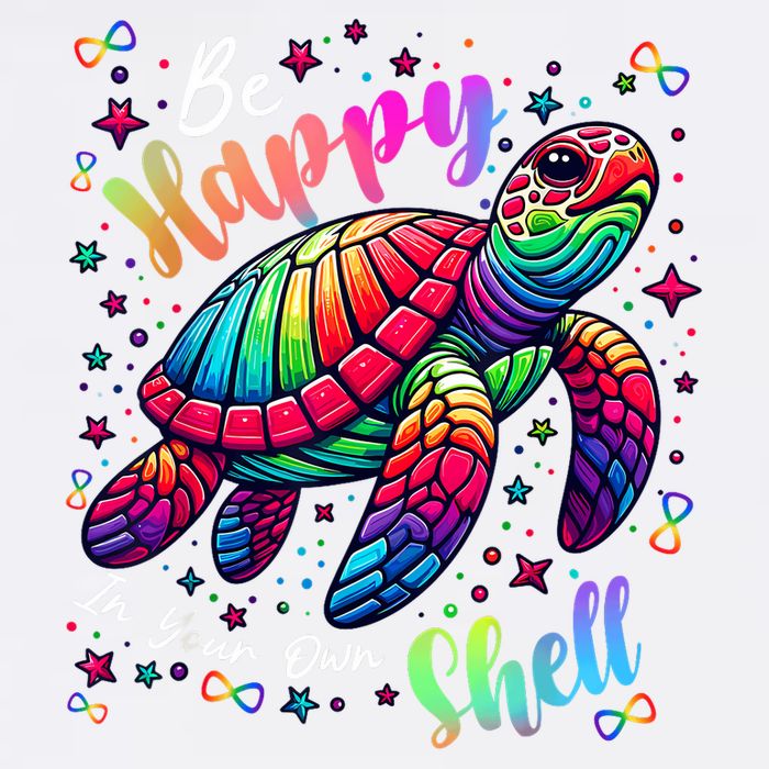 Rainbow Turtle Be Happy In Your Own Shell Autism Awareness Flat Bill Trucker Hat