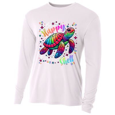 Rainbow Turtle Be Happy In Your Own Shell Autism Awareness Cooling Performance Long Sleeve Crew
