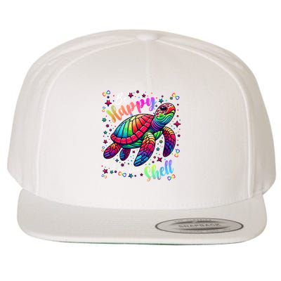 Rainbow Turtle Be Happy In Your Own Shell Autism Awareness Wool Snapback Cap