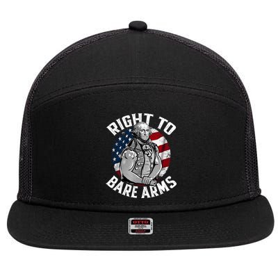Right To Bare Arms 4th Of July Funny Gym George Washington 7 Panel Mesh Trucker Snapback Hat